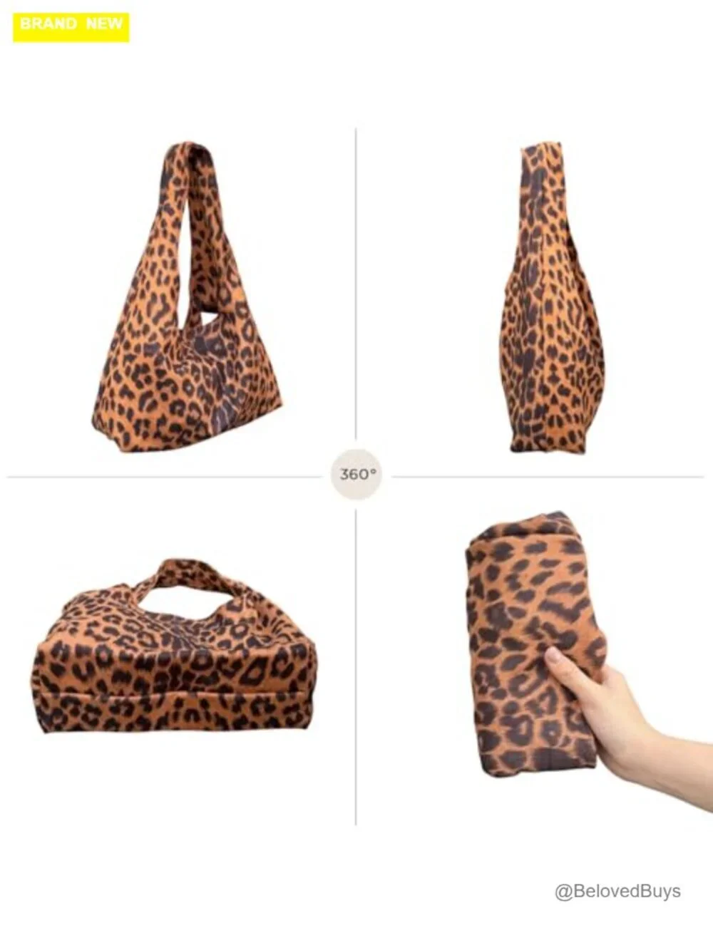 Large Faux Suede Hobo Bag with Zipper, Foldable Travel Tote, Shoulder Handbag
